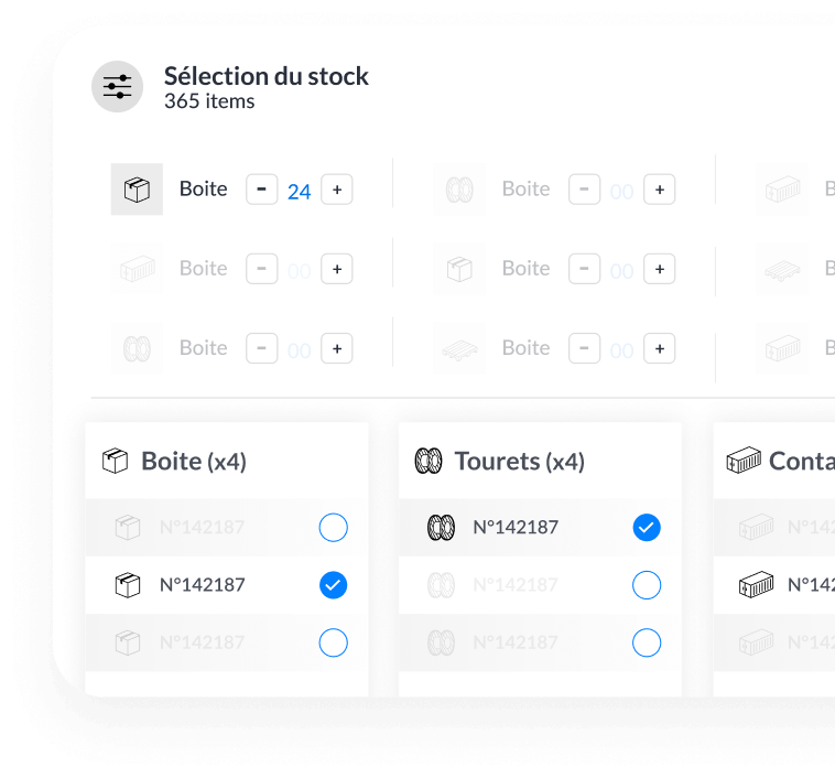 Ownest inventory interface for selecting items to transfer.